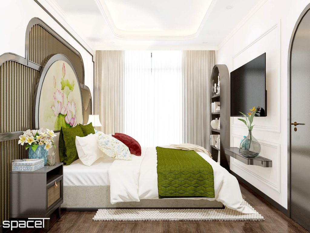 Phòng ngủ - Nhà phố Takara Residence Bình Dương - Phong cách Indochine  | Space T