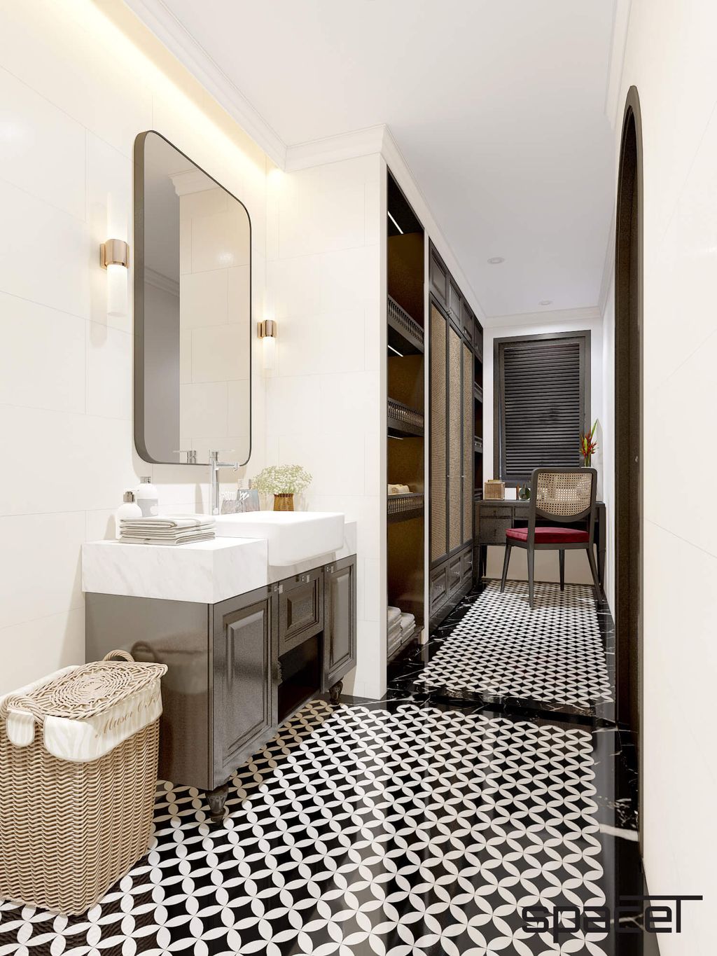 Phòng tắm - Nhà phố Takara Residence Bình Dương - Phong cách Indochine  | Space T
