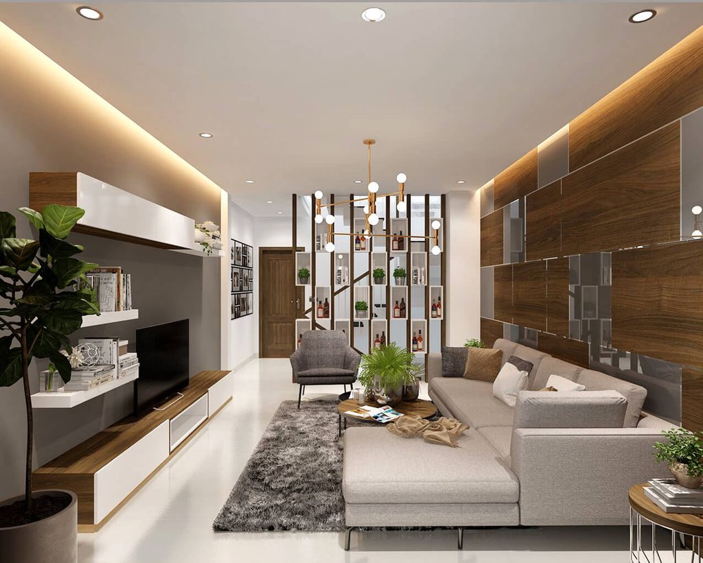 Phòng khách - Nhà phố Gò Vấp 144m2 - Phong cách Modern  | Space T