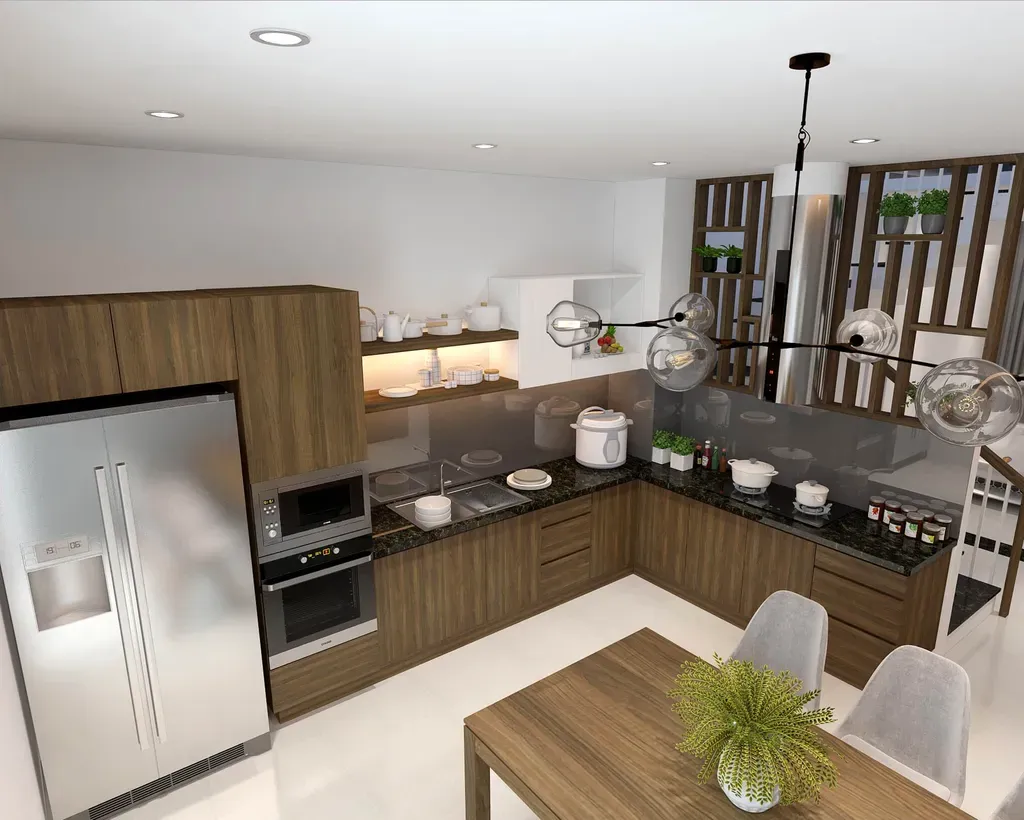 Phòng bếp, Phòng ăn - Nhà phố Gò Vấp 144m2 - Phong cách Modern | Space T