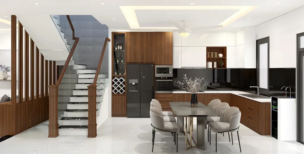 Phòng bếp, Phòng ăn - Nhà phố Bình Dương - Phong cách Modern + Scandinavian | Space T