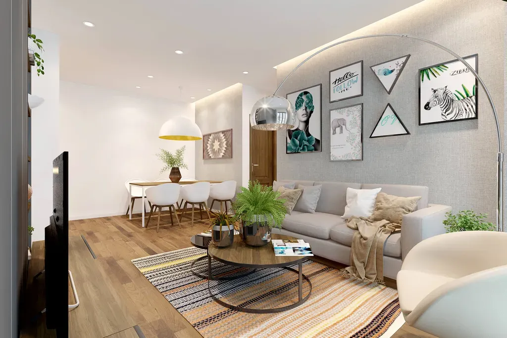 Phòng khách, Phòng ăn - Căn hộ Sunrise Riverside Nhà Bè 103m2 - Phong cách Scandinavian + Modern | Space T
