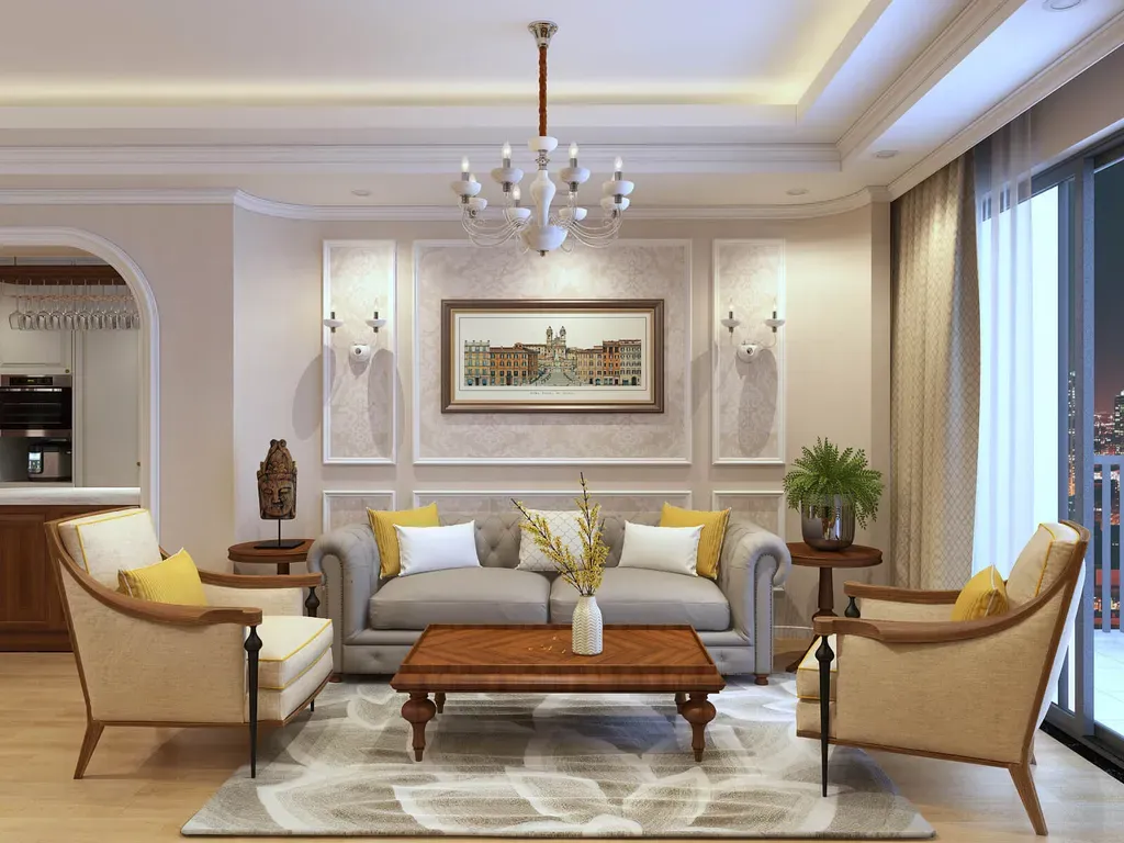 Phòng khách - Căn hộ Gold View Quận 4 - Phong cách Neo Classic | Space T