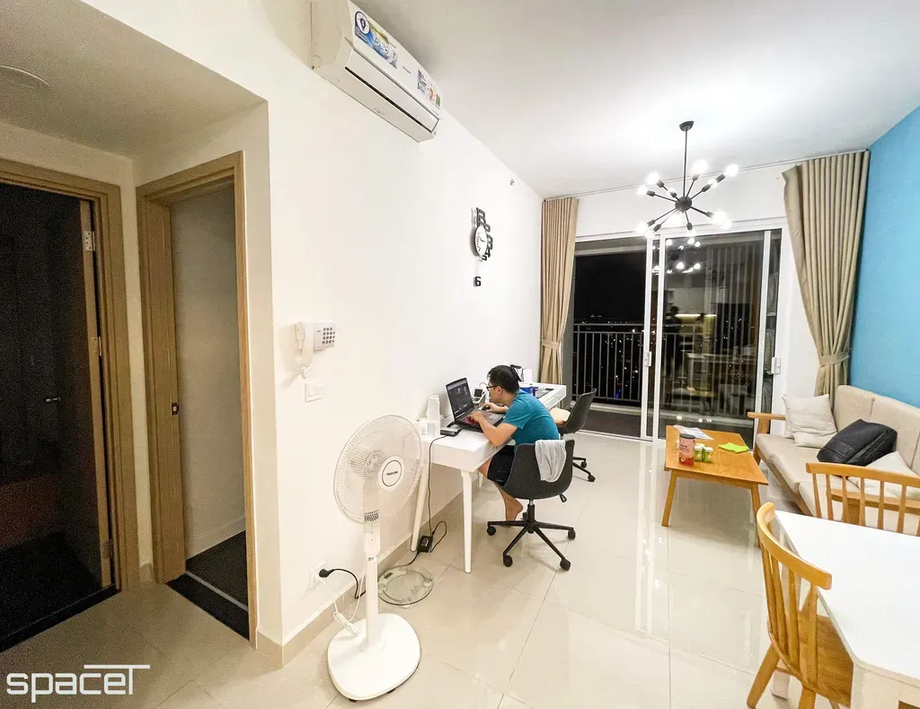 Phòng khách, Phòng ăn, Phòng làm việc - Cải tạo Căn hộ Golden Mansion Phú Nhuận - Phong cách Color Block | Space T