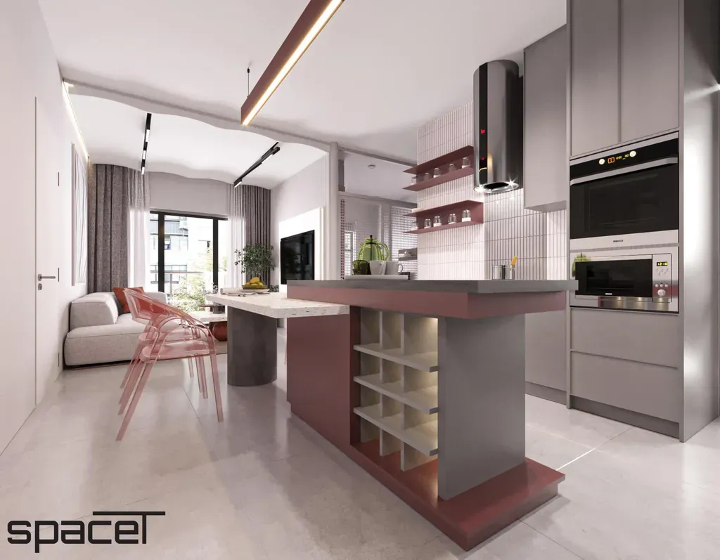 Phòng bếp, Phòng ăn - Căn hộ D'Lusso Quận 2 - Phong cách Modern | Space T