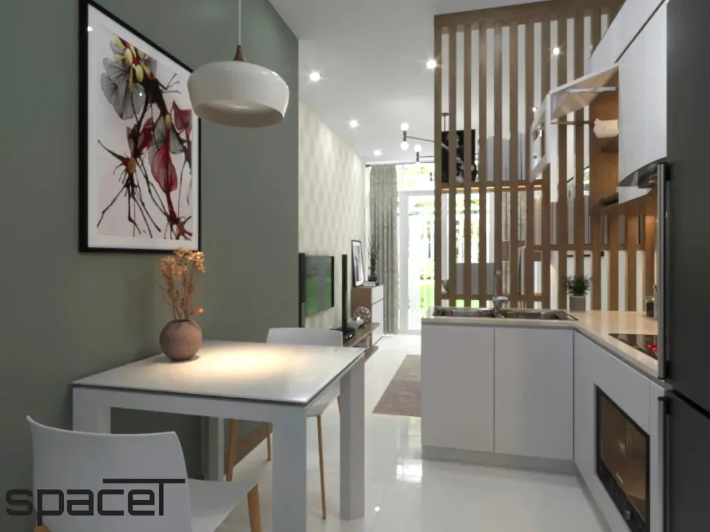Phòng bếp, Phòng ăn - Nhà phố Gò Vấp - Phong cách Scandinavian + Modern | Space T