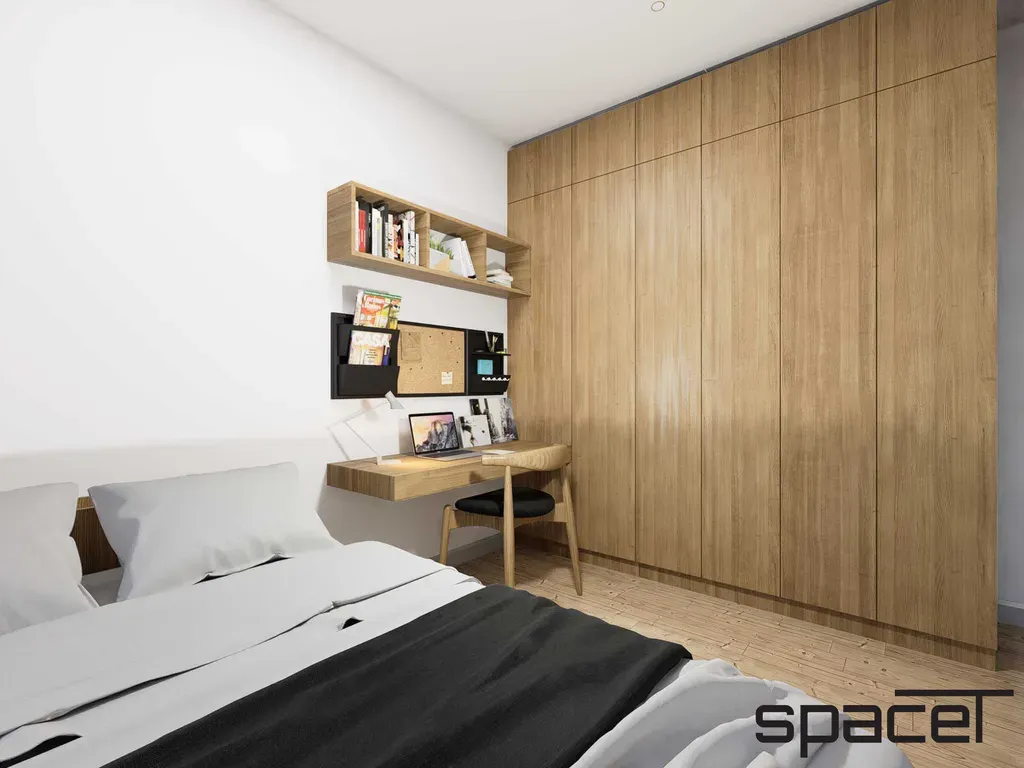 Phòng ngủ, Phòng làm việc - Căn hộ duplex Ricca Quận 9 97m2 - Phong cách Modern | Space T