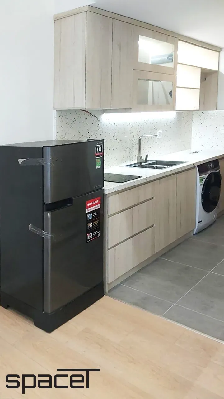 Phòng bếp - Căn hộ studio Rivergate Residence Quận 4 - Phong cách Japandi | Space T