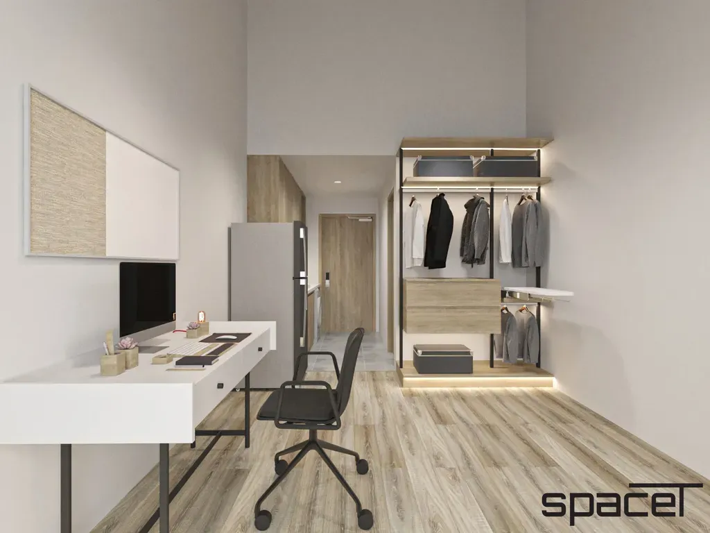 Phòng ngủ, Phòng làm việc - Căn hộ studio Rivergate Residence Quận 4 27m2 - Phong cách Japandi | Space T