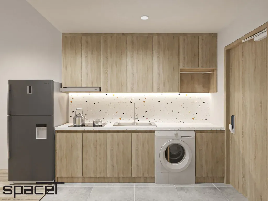 Phòng bếp - Căn hộ studio Rivergate Residence Quận 4 27m2 - Phong cách Japandi | Space T