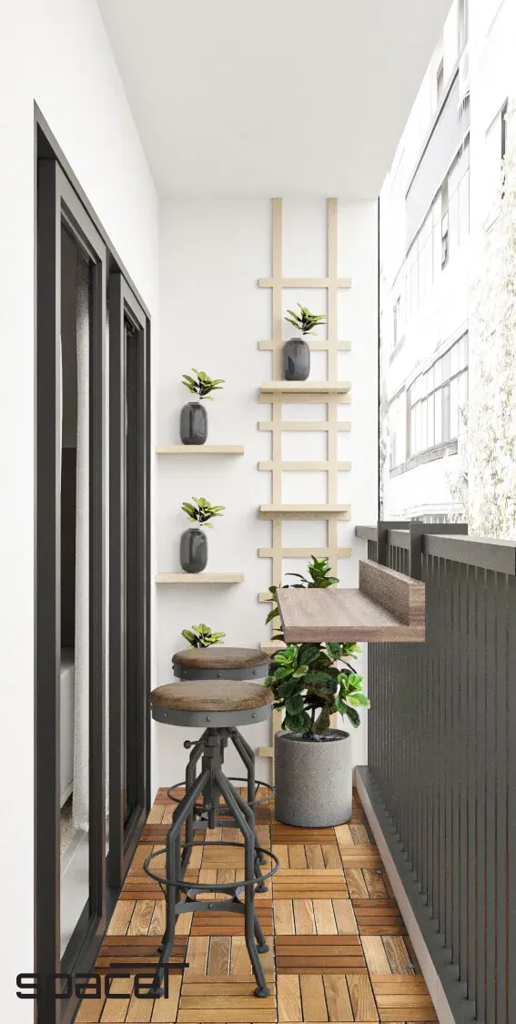 Lô gia - Căn hộ Goldora Plaza Nhà Bè 62m2 - Phong cách Color Block | Space T