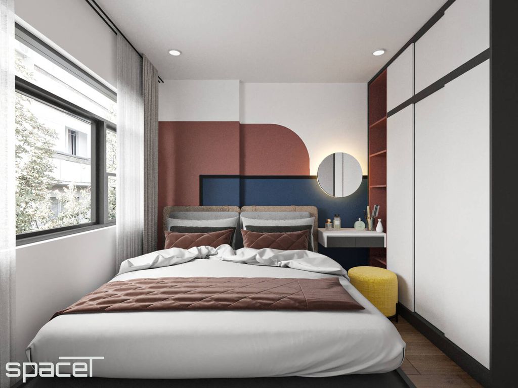 Phòng ngủ - Căn hộ Goldora Plaza Nhà Bè 62m2 - Phong cách Color Block  | Space T