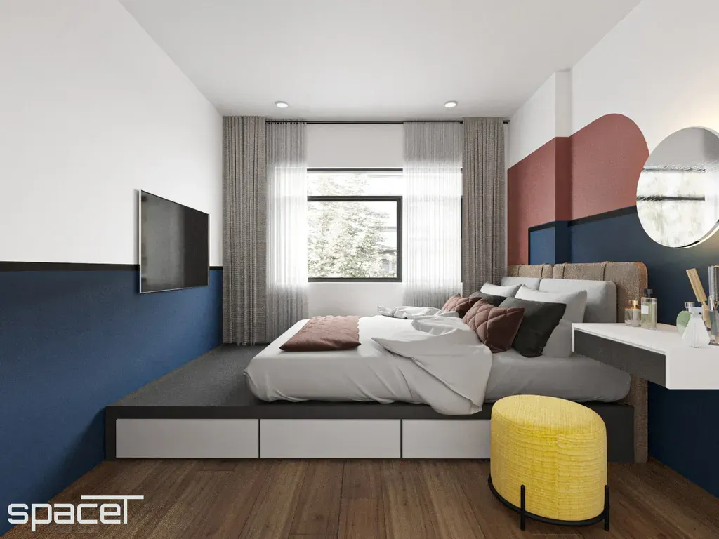 Phòng ngủ - Căn hộ Goldora Plaza Nhà Bè 62m2 - Phong cách Color Block | Space T