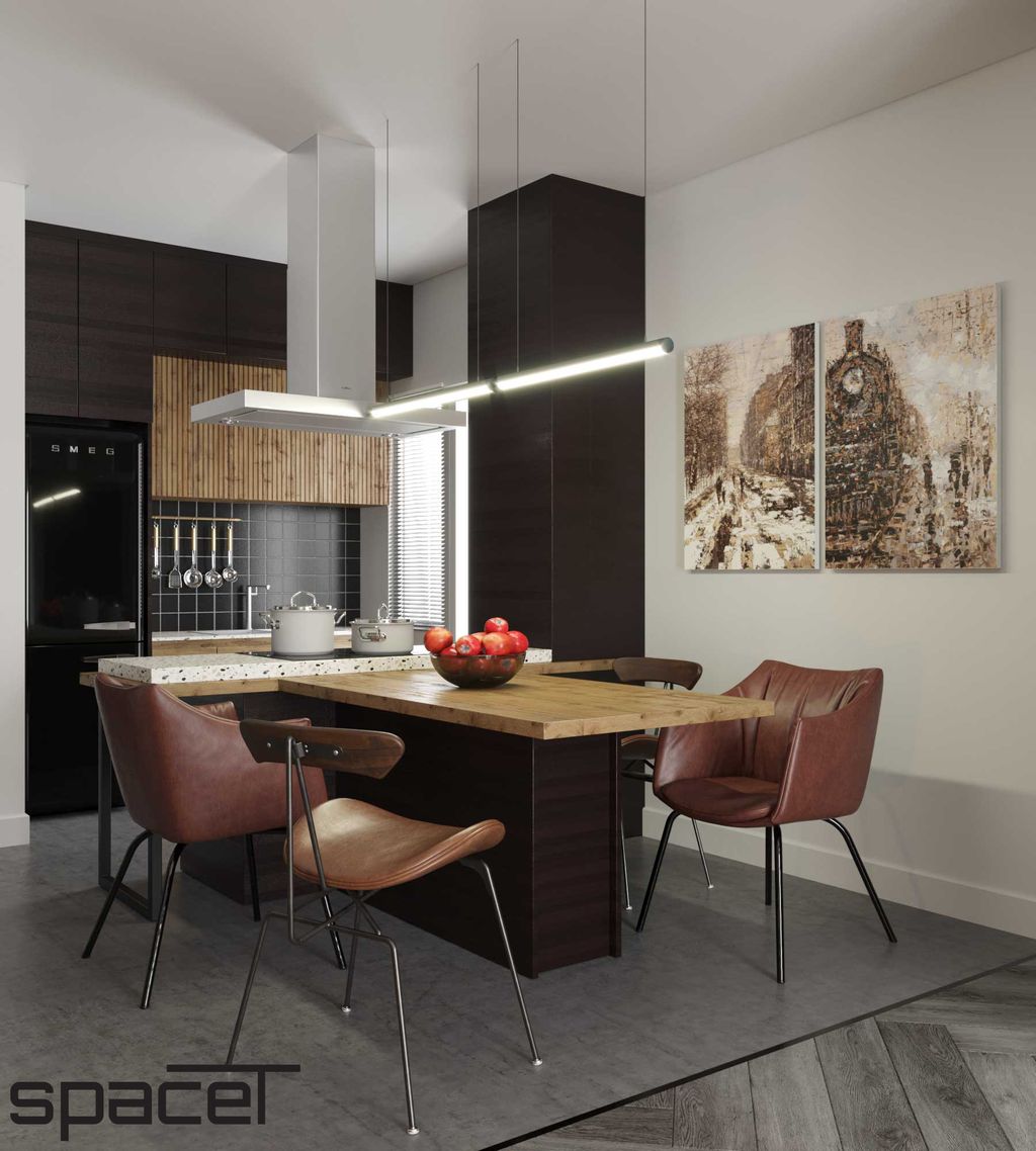 Phòng bếp, Phòng ăn - Căn hộ Midtown 1PN - Phong cách Modern  | Space T