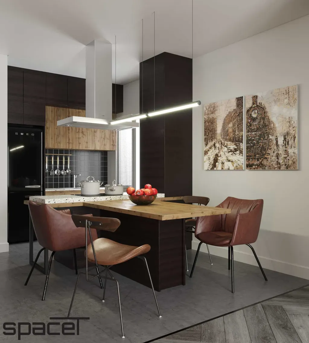 Phòng bếp, Phòng ăn - Căn hộ Midtown 1PN - Phong cách Modern | Space T