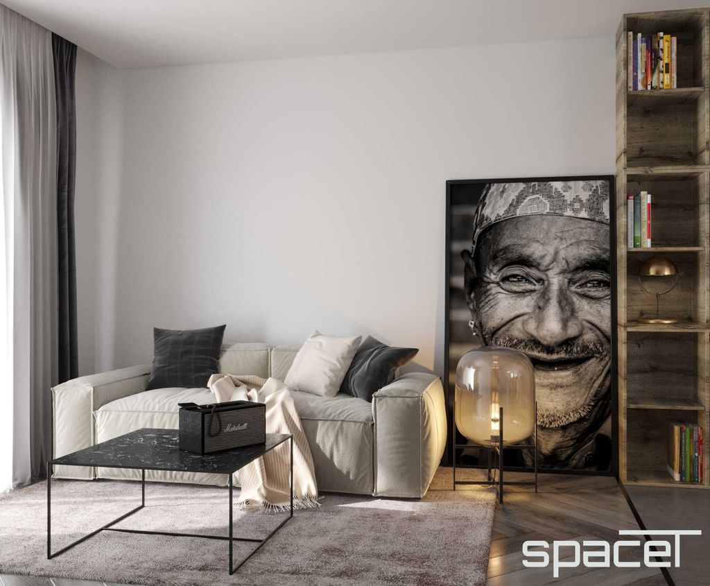 Phòng khách - Căn hộ Midtown 1PN - Phong cách Modern  | Space T