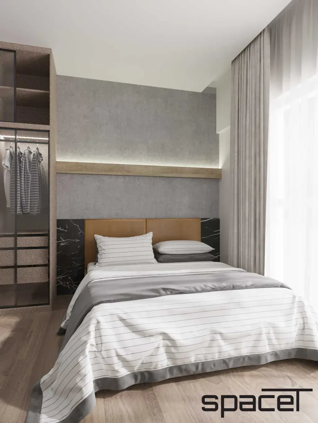 Phòng ngủ - Căn hộ Scenic Valley kết hợp văn phòng - Phong cách Modern | Space T