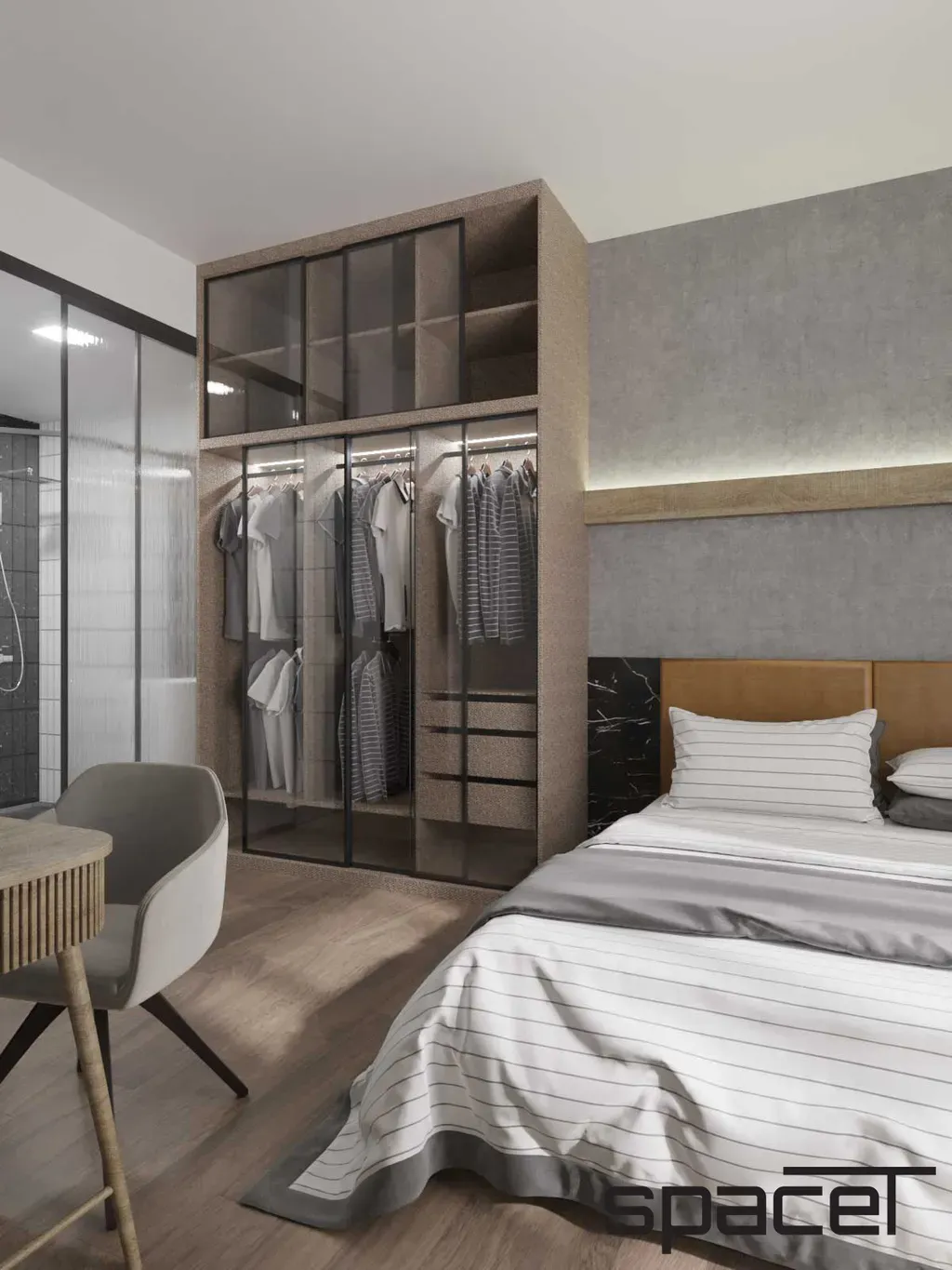 Phòng ngủ - Căn hộ Scenic Valley kết hợp văn phòng - Phong cách Modern | Space T