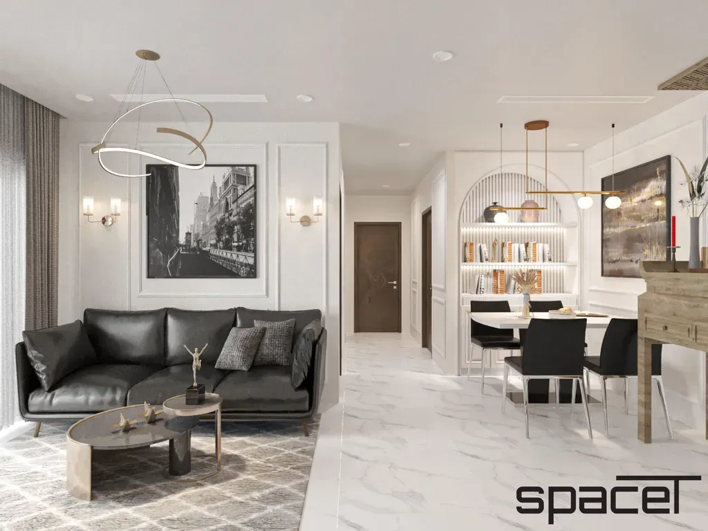 Phòng khách, Phòng ăn - Căn hộ Vinhomes Central Park - Phong cách Neo Classic | Space T