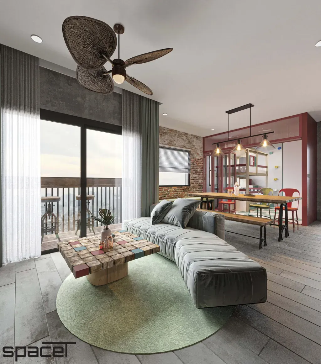 Phòng khách, Phòng ăn - Căn hộ The Origami (Vinhomes Grand Park) - Phong cách Industrial | Space T