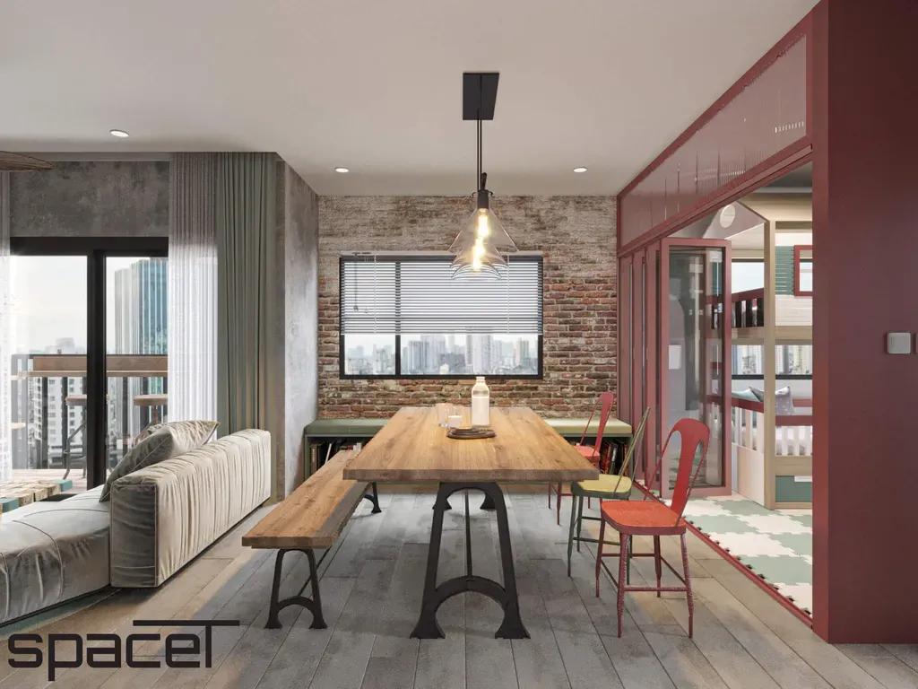 Phòng ăn - Căn hộ The Origami (Vinhomes Grand Park) - Phong cách Industrial | Space T