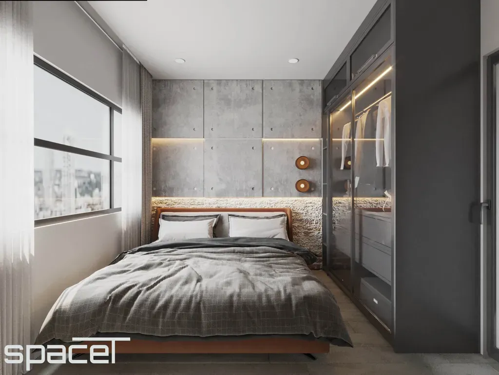 Phòng ngủ - Căn hộ The Origami (Vinhomes Grand Park) - Phong cách Industrial | Space T