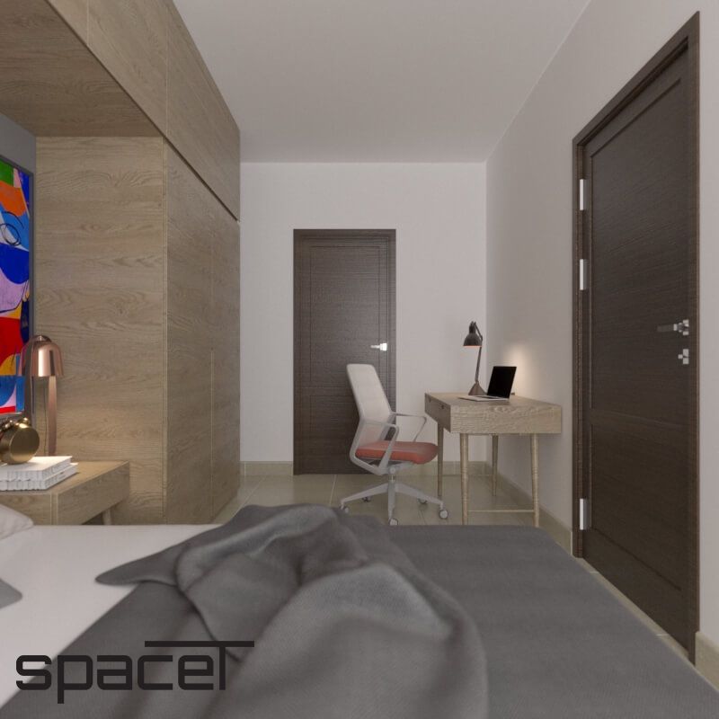 Phòng ngủ, Phòng làm việc - Căn hộ Sky 89 Quận 7 - Phong cách Modern  | Space T