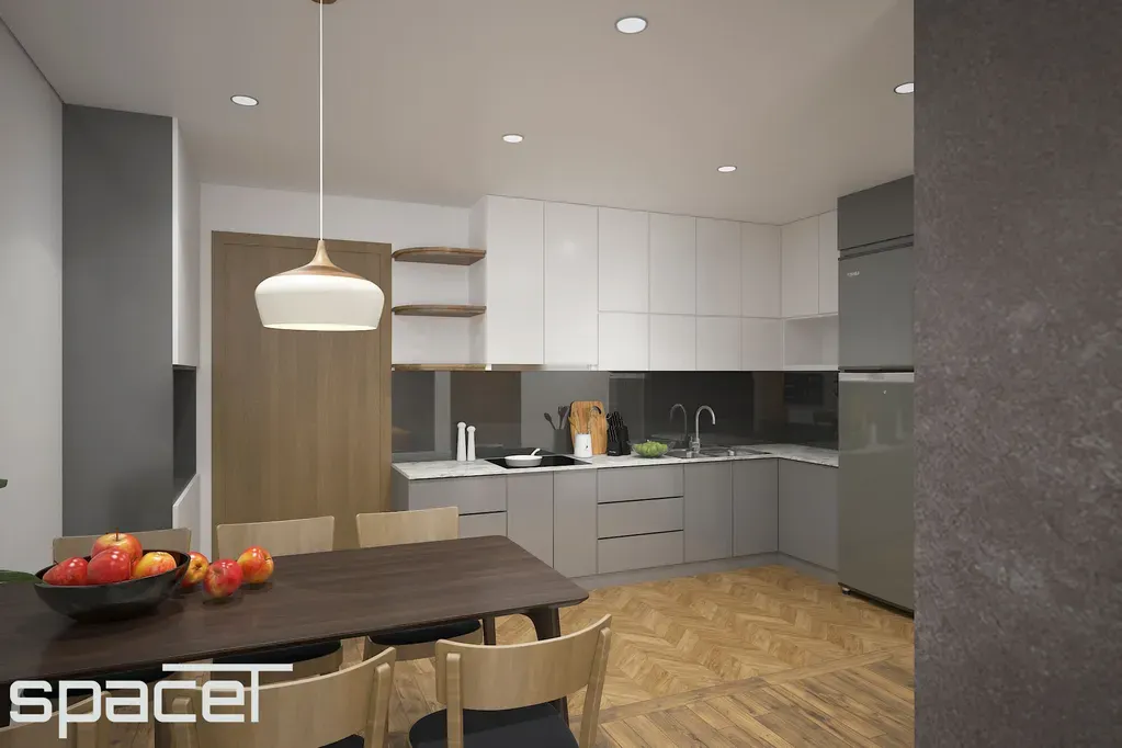 Phòng bếp, Phòng ăn - Căn hộ Lavida Plus Quận 7 - Phong cách Modern | Space T