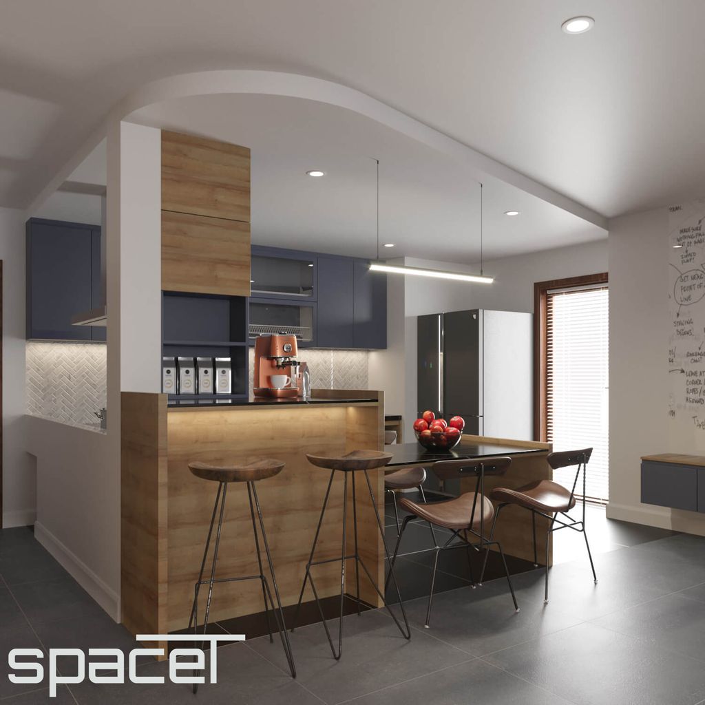Phòng bếp, Phòng ăn - Căn hộ Hoàng Anh Giai Việt Quận 8 85m2 - Phong cách Modern  | Space T