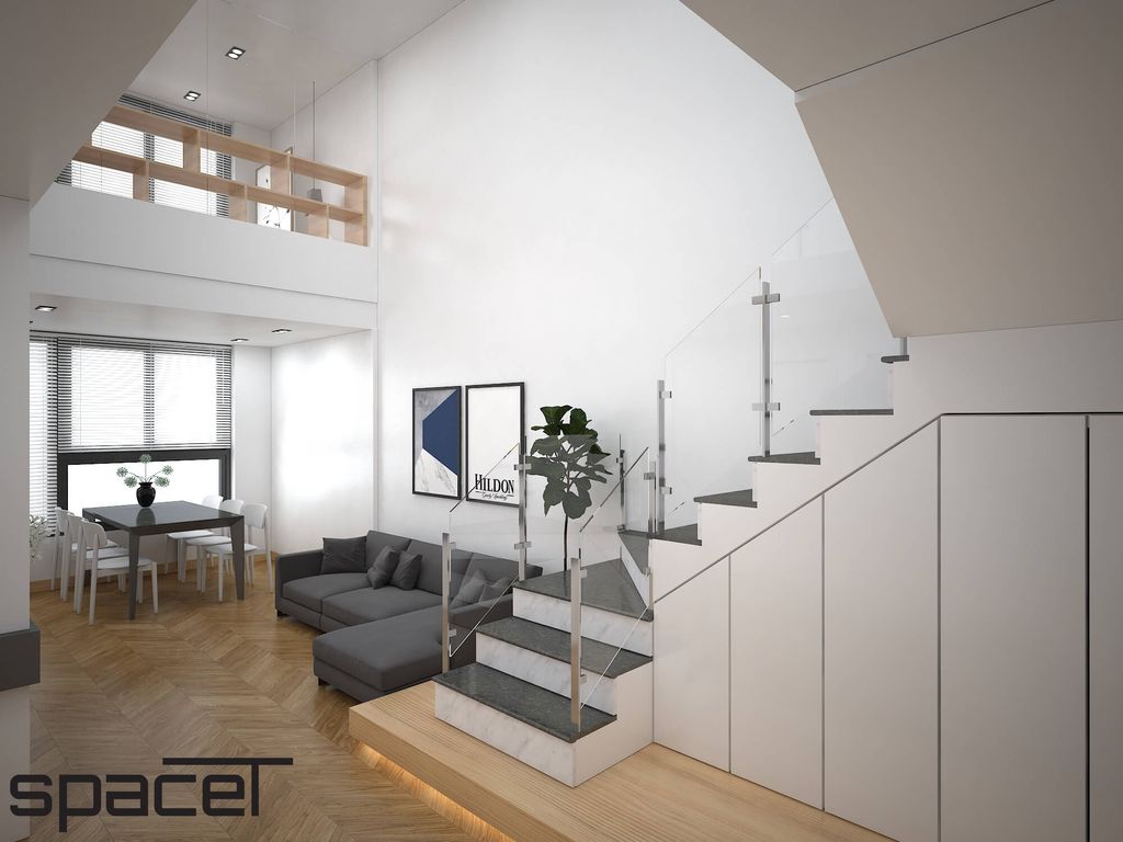 Phòng khách, Phòng ăn, Cầu thang - Căn hộ duplex Sunshine Diamond River - Phong cách Modern + Minimalist  | Space T