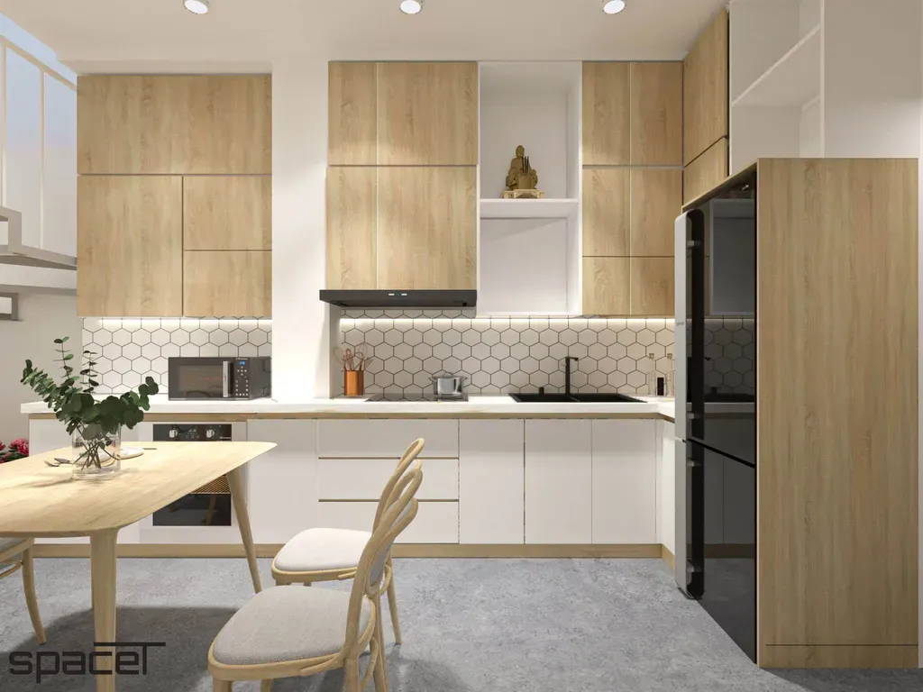 Phòng bếp, Phòng ăn - Nhà phố Quận 6 - Phong cách Scandinavian + Color Block | Space T