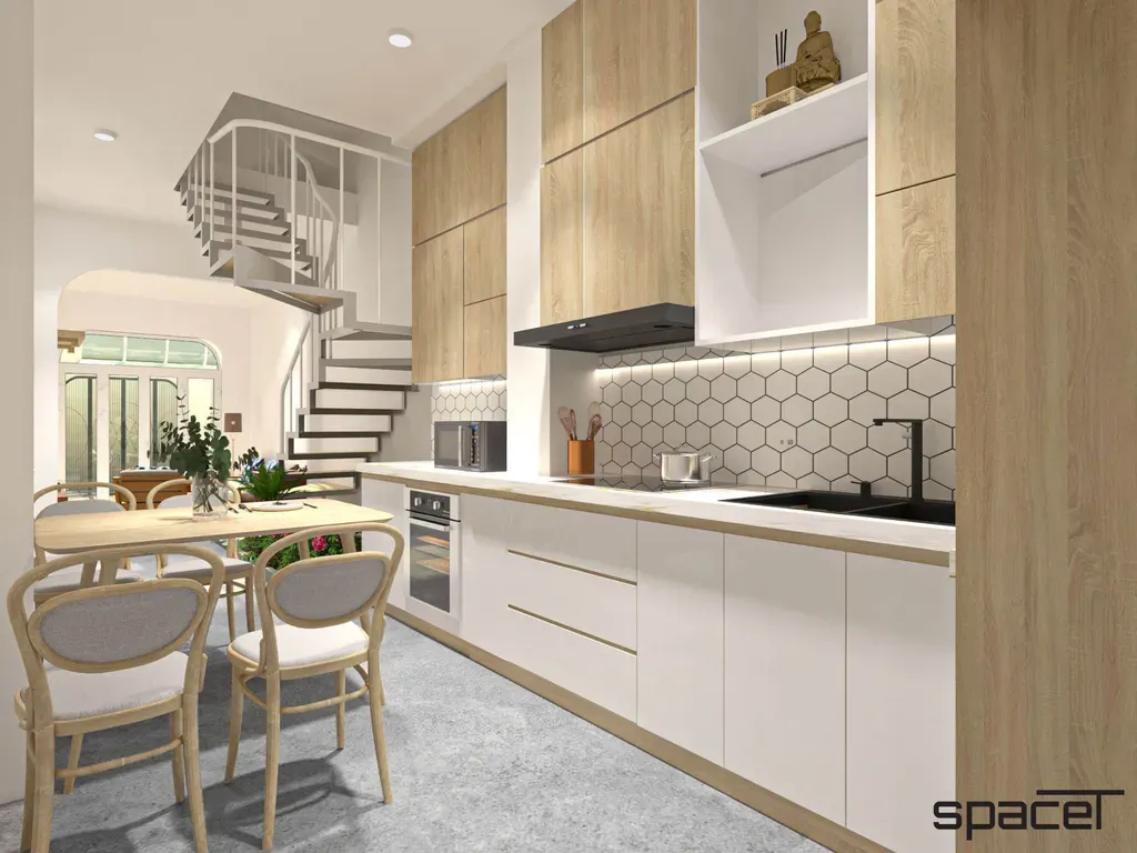 Phòng bếp, Phòng ăn - Nhà phố Quận 6 - Phong cách Scandinavian + Color Block | Space T