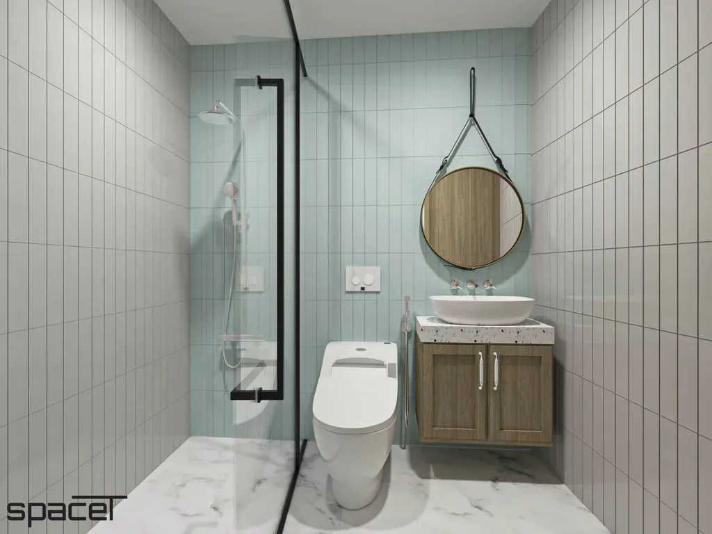 Phòng tắm - Nhà phố Quận 6 - Phong cách Scandinavian + Color Block | Space T