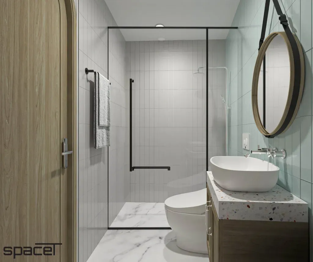 Phòng tắm - Nhà phố Quận 6 - Phong cách Scandinavian + Color Block | Space T