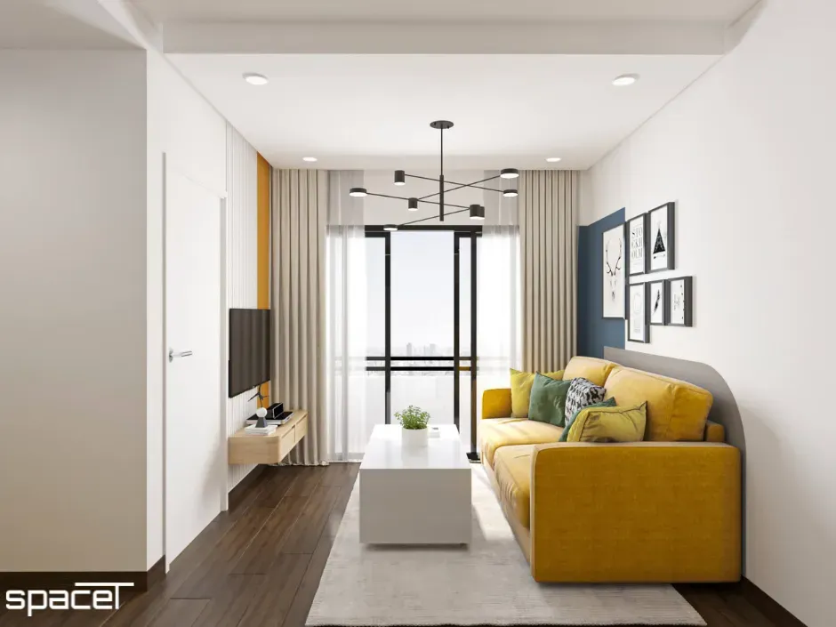 Phòng khách - Cải tạo Căn hộ SaigonLand Bình Thạnh 68m2 - Phong cách Color Block | Space T