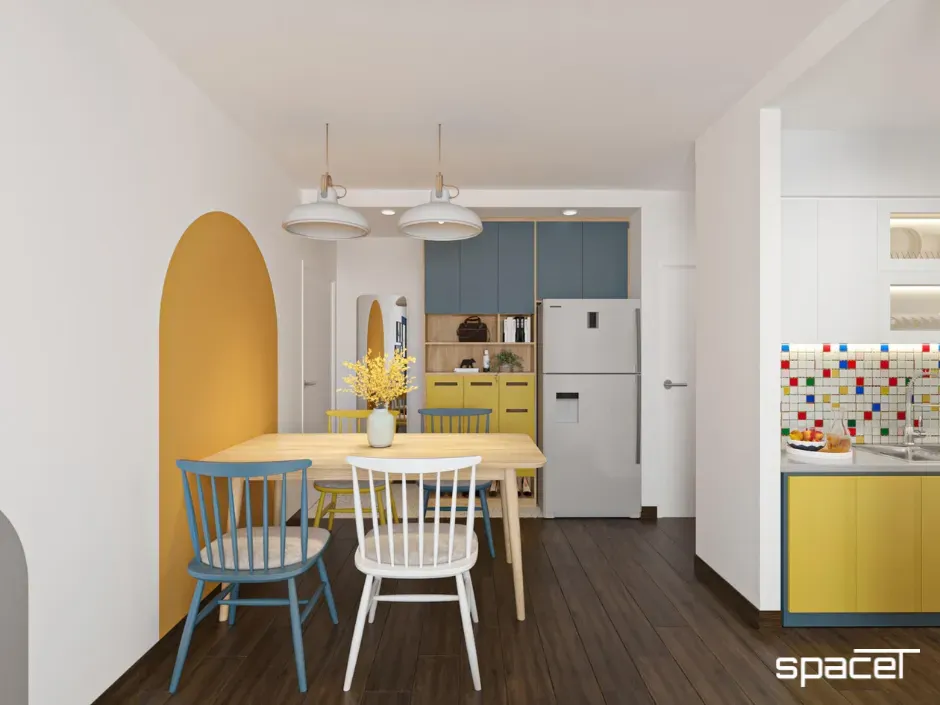 Phòng ăn - Cải tạo Căn hộ SaigonLand Bình Thạnh 68m2 - Phong cách Color Block | Space T