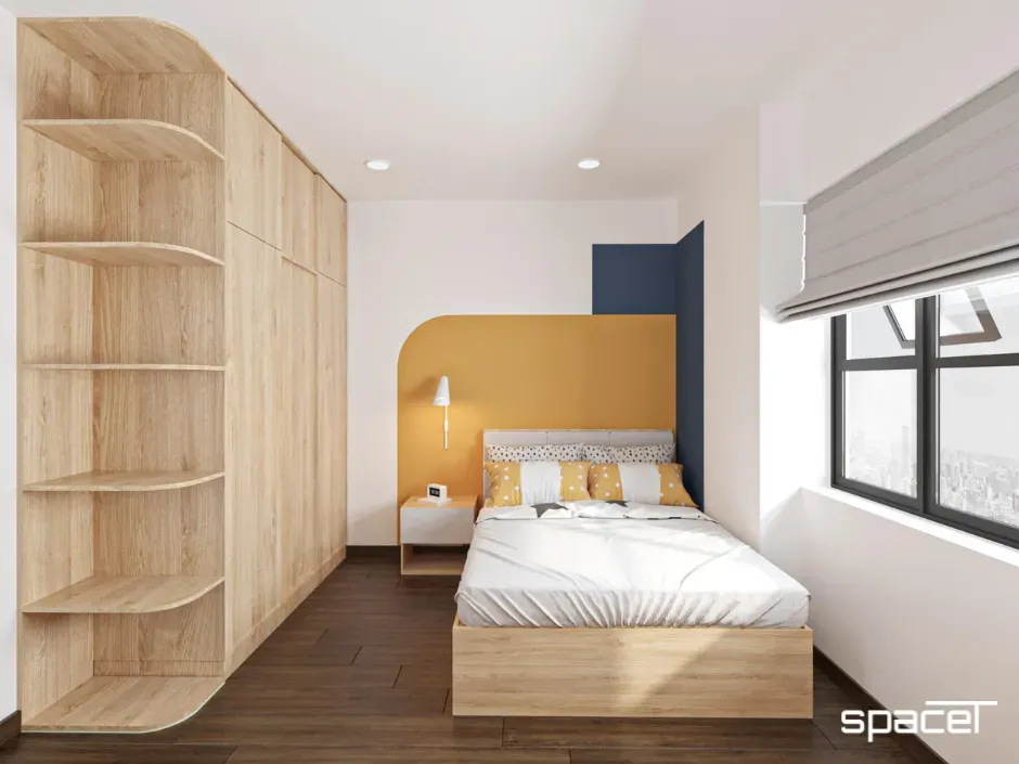 Phòng ngủ - Cải tạo Căn hộ SaigonLand Bình Thạnh 68m2 - Phong cách Color Block | Space T