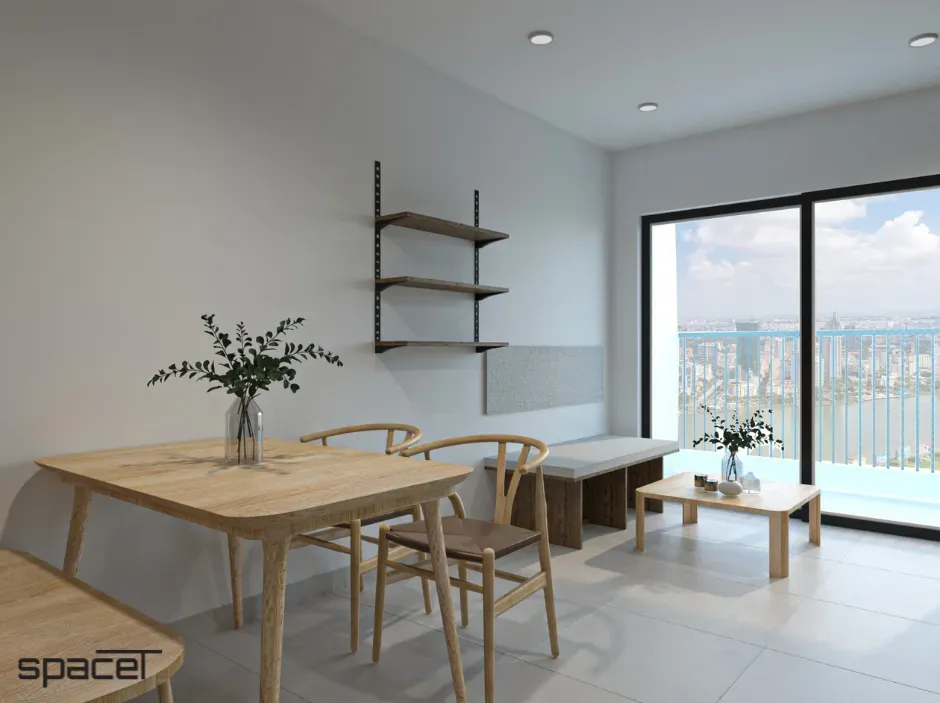 Phòng khách, Phòng ăn - Cải tạo Căn hộ Botanica Premier - Phong cách Japandi | Space T
