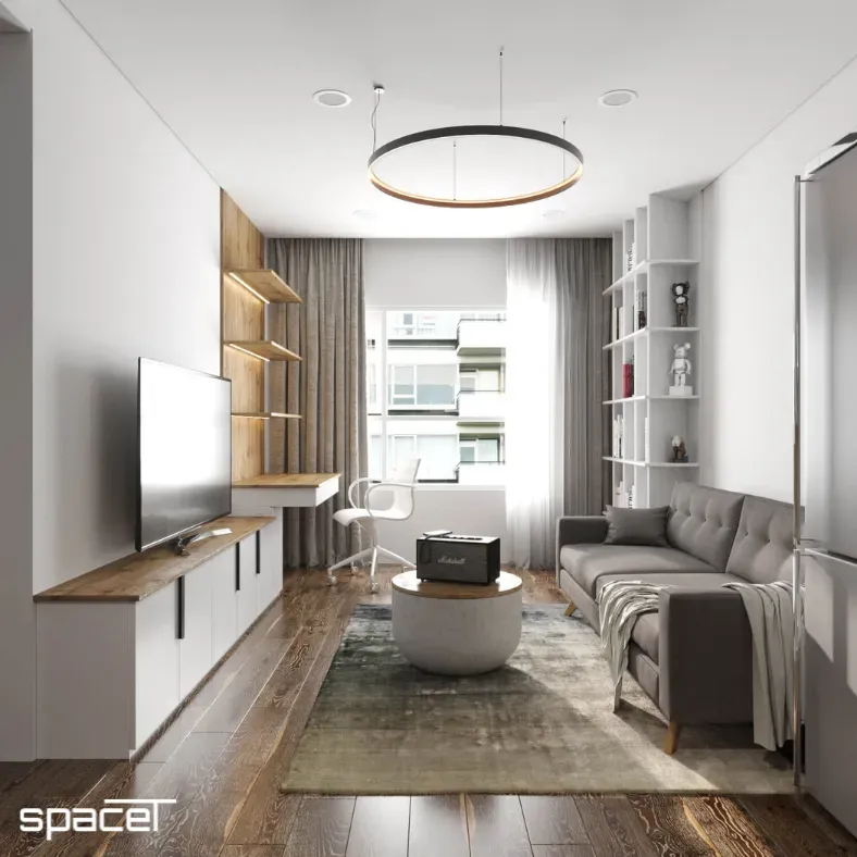 Phòng khách - Căn hộ Mizuki Park Bình Chánh 56m2 - Phong cách Modern | Space T