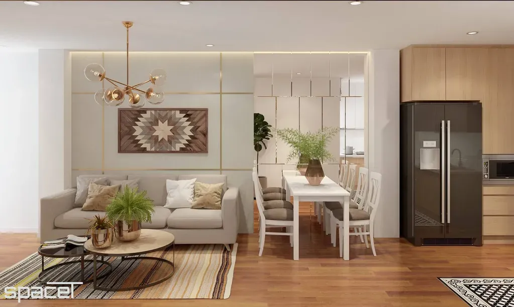 Phòng khách, Phòng ăn - Nhà phố Quận 1 45m2 - Phong cách Modern + Scandinavian | Space T