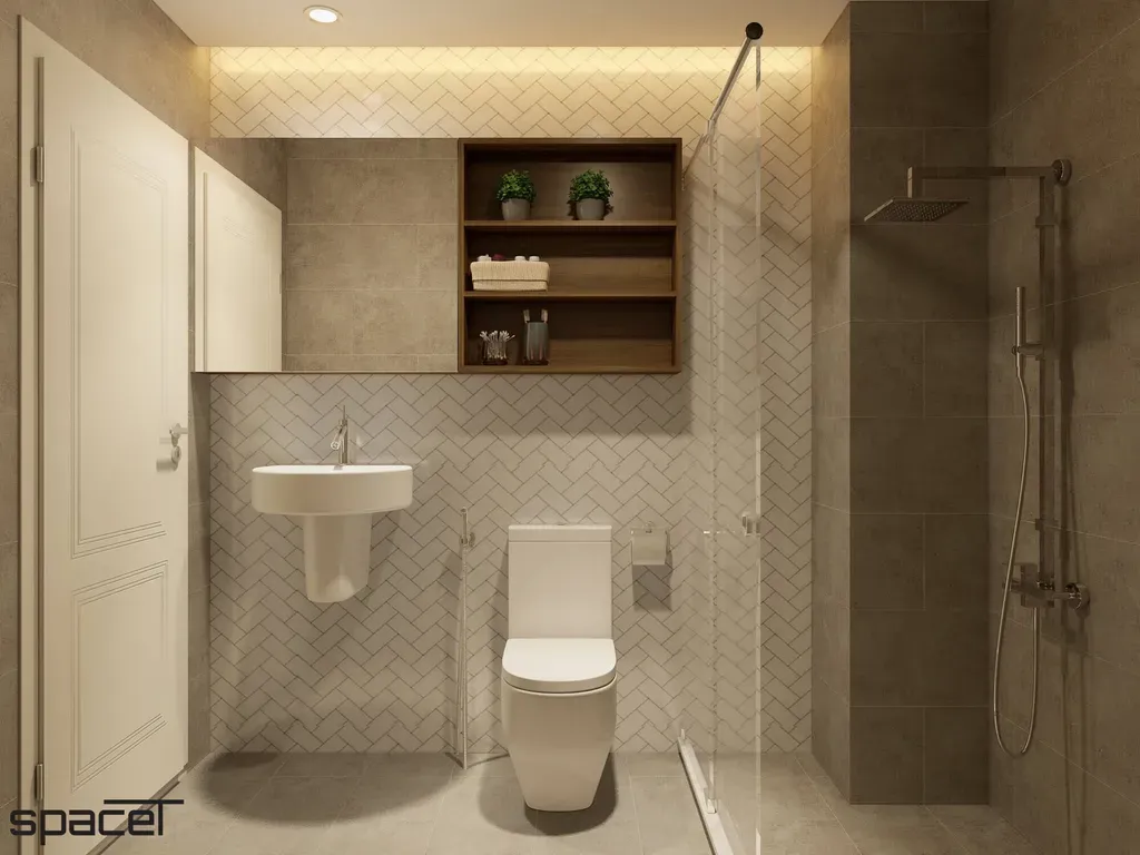 Phòng tắm - Nhà phố Quận 1 45m2 - Phong cách Modern + Scandinavian | Space T