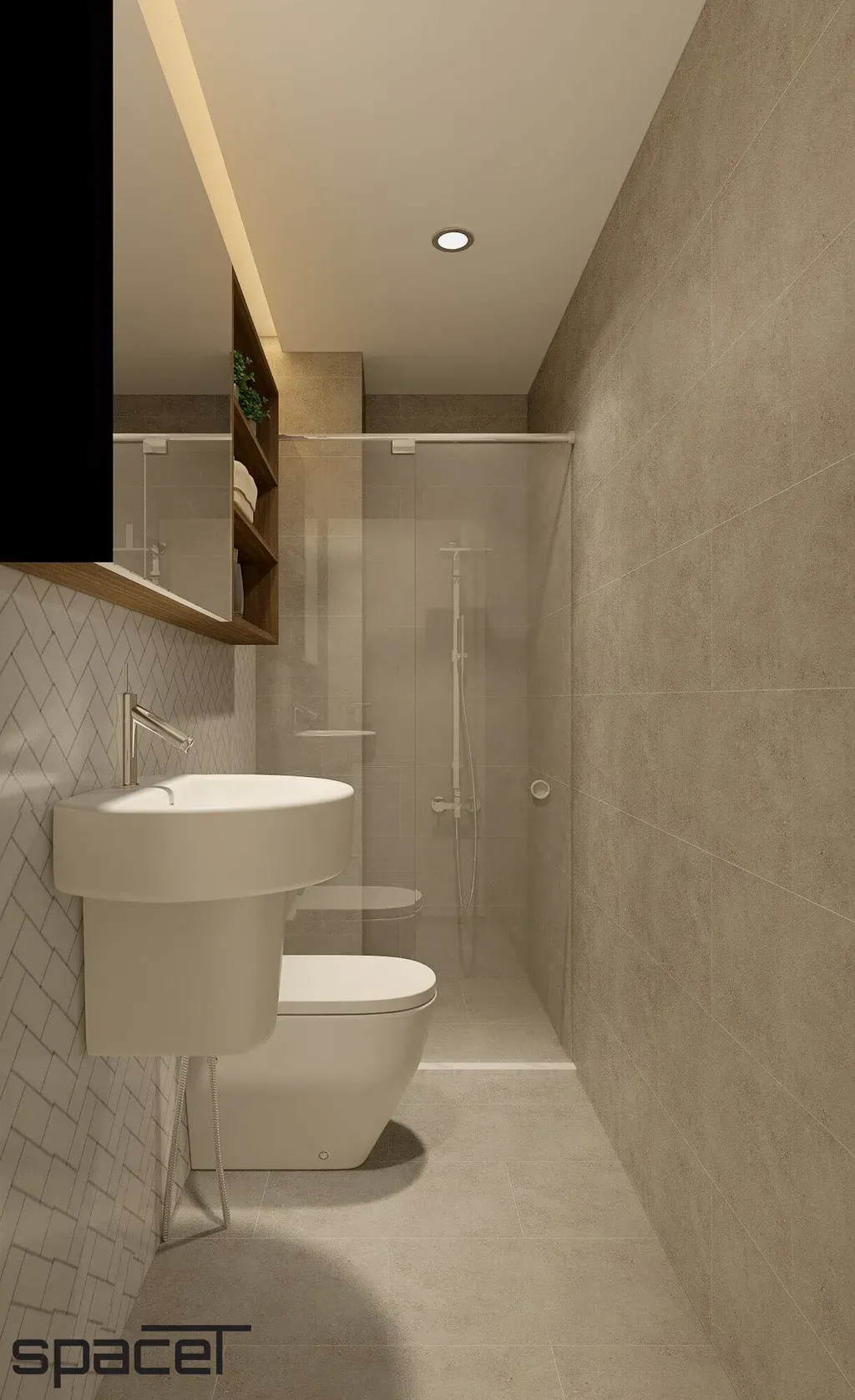 Phòng tắm - Nhà phố Quận 1 45m2 - Phong cách Modern + Scandinavian | Space T