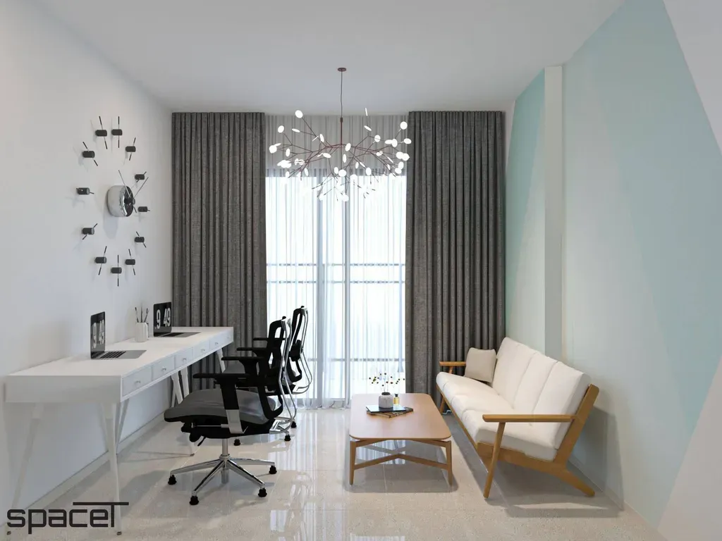 Phòng khách, Phòng làm việc - Cải tạo Căn hộ Golden Mansion Phú Nhuận - Phong cách Color Block + Scandinavian | Space T