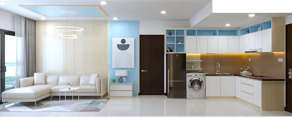 Phòng khách, Phòng bếp - Căn hộ CSJ Tower Vũng Tàu - Phong cách Scandinavian + Modern | Space T
