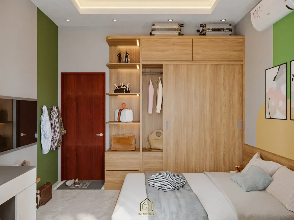 Phòng ngủ - Phòng ngủ Nhà phố Lương Văn Can Quận 8 - Phong cách Color Block | Space T