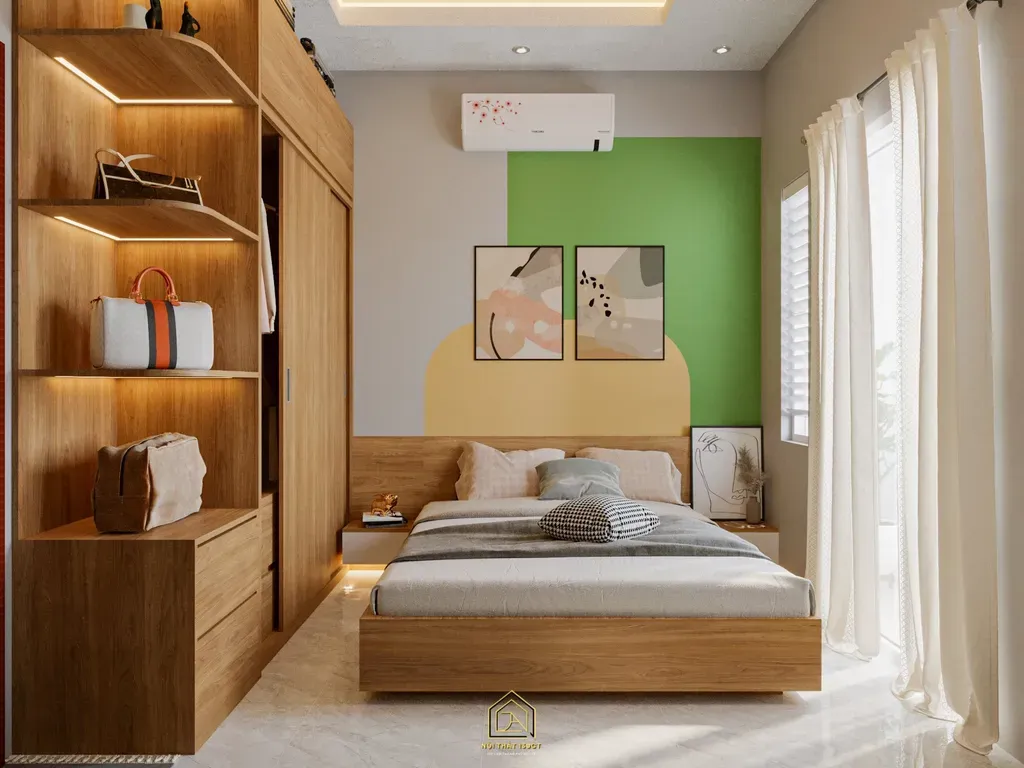 Phòng ngủ - Phòng ngủ Nhà phố Lương Văn Can Quận 8 - Phong cách Color Block | Space T