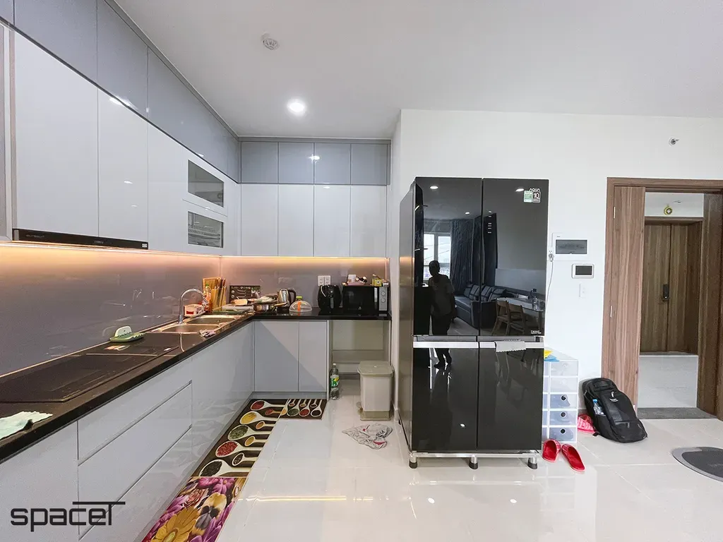 Phòng bếp, Lối vào - Căn hộ Topaz Elite - Phong cách Modern | Space T