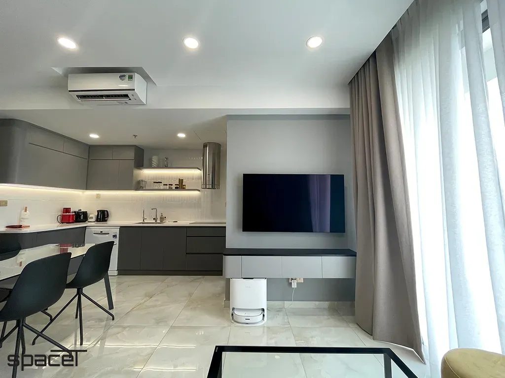 Phòng khách, Phòng bếp - Căn hộ The Ascentia Phú Mỹ Hưng - Phong cách Modern | Space T