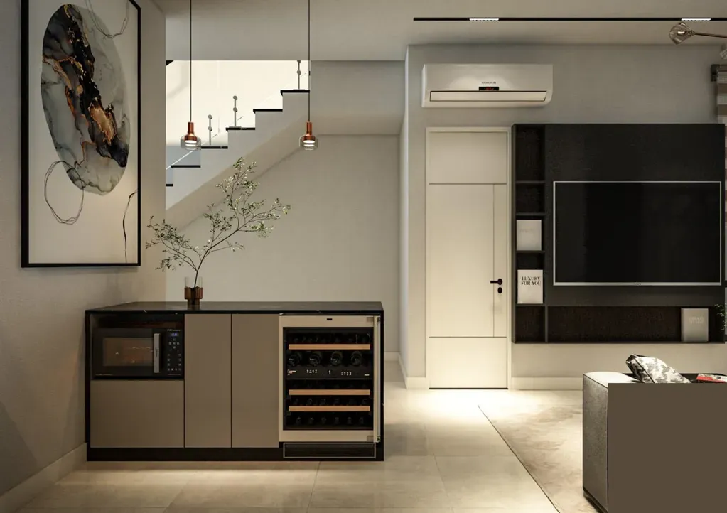 Phòng khách, Phòng bếp - Nhà phố đường Phạm Văn Bạch - Phong cách Modern | Space T