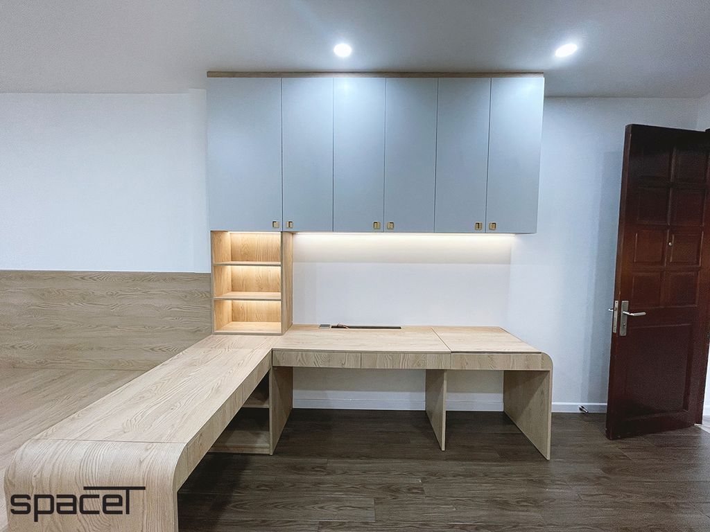 Phòng ngủ, Phòng làm việc - Nhà phố 114m2 Quận 10 - Phong cách Modern  | Space T